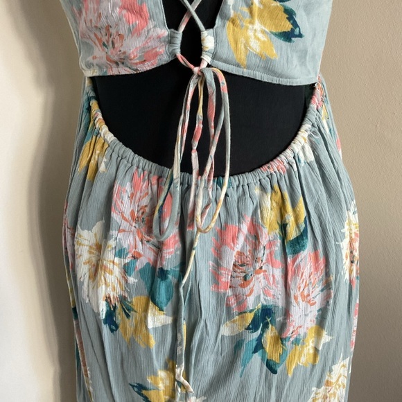 O'Neill Jasmine Powder Blue Floral Beach Mini Dress L Large Strappy Lined Rare - Picture 11 of 11